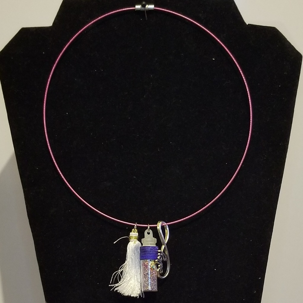 Purple Hope And Wish Bottle Necklace
